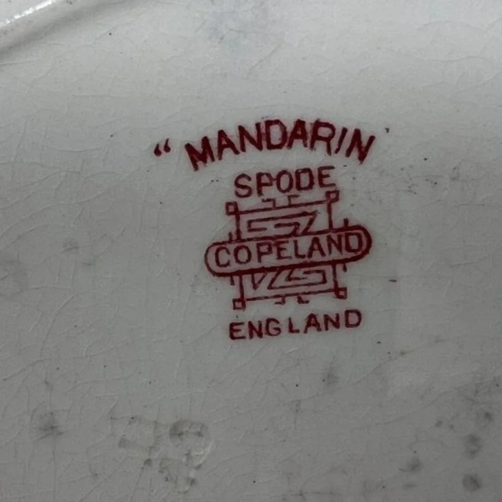 Spode Copeland Mandarin Luncheon Plate Red White Chelsea No Trim 9‎ Inch B VTG
